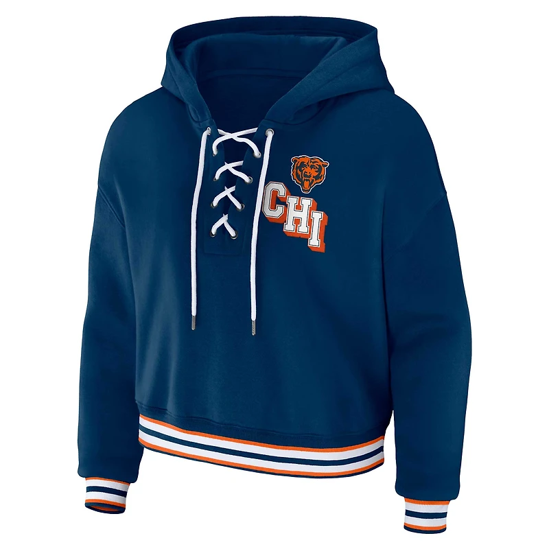 Sweat à capuche lacets grande taille bleu marine Chicago Bears pour femme WEAR by Erin Andrews
