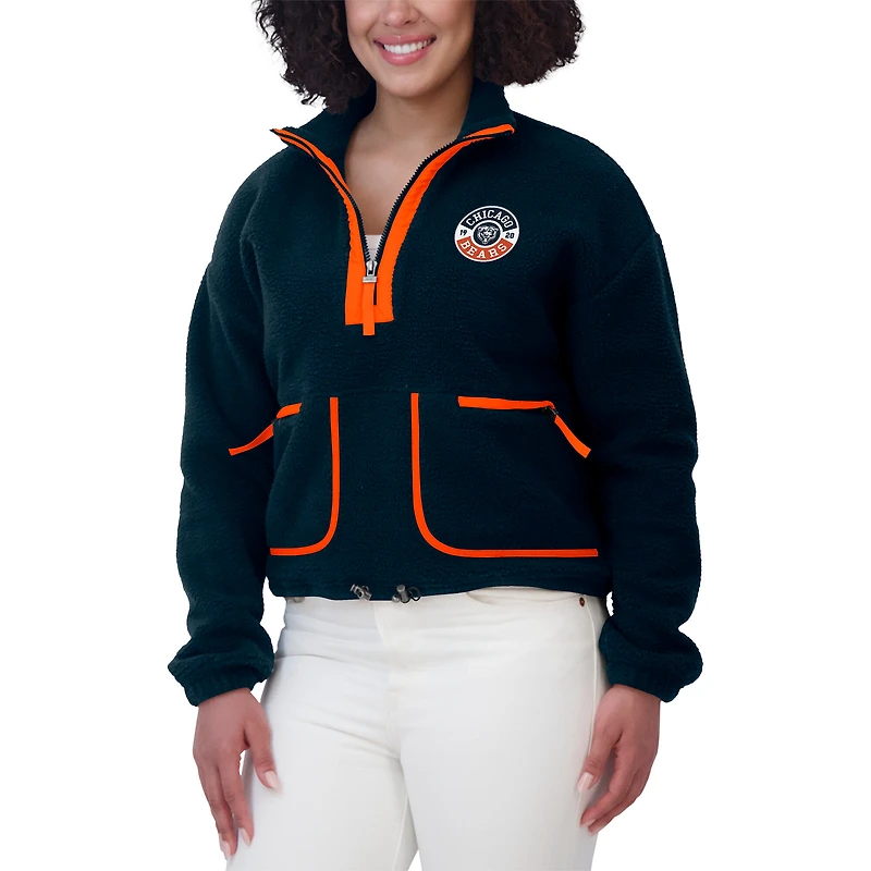 Women's WEAR by Erin Andrews Navy Chicago Bears Polar Fleece Half-Zip Jacket