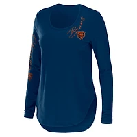 Women's WEAR by Erin Andrews Navy Chicago Bears Team Scoop Neck T-Shirt