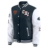 Women's WEAR by Erin Andrews Navy Chicago Bears Varsity Full-Snap Puffer Jacket