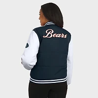 Women's WEAR by Erin Andrews Navy Chicago Bears Varsity Full-Snap Puffer Jacket