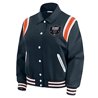 Women's WEAR by Erin Andrews Navy Chicago Bears Varsity Lightweight Full-Snap Jacket