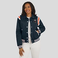Women's WEAR by Erin Andrews Navy Chicago Bears Varsity Lightweight Full-Snap Jacket