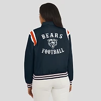 Women's WEAR by Erin Andrews Navy Chicago Bears Varsity Lightweight Full-Snap Jacket