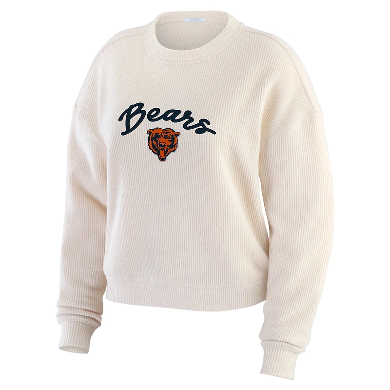 Ensemble de détente pour femme WEAR by Erin Andrews Oatmeal Chicago Bears en tricot côtelé à manches longues et pantalon grande taille