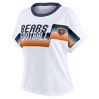 Women's WEAR by Erin Andrews White Chicago Bears Cropped Center Stripe Dolman T-Shirt