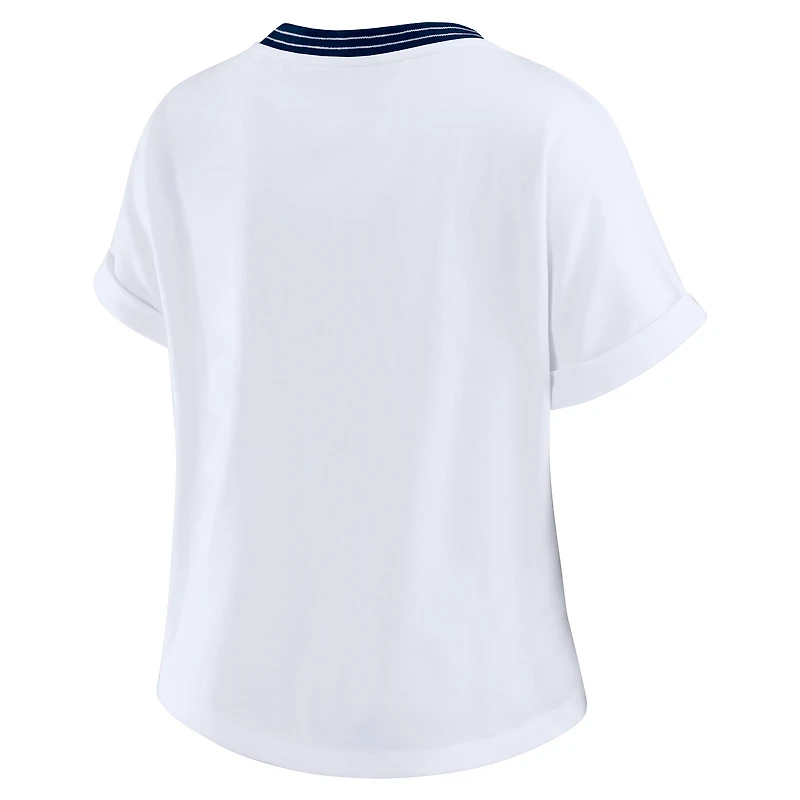 Women's WEAR by Erin Andrews White Chicago Bears Cropped Center Stripe Dolman T-Shirt