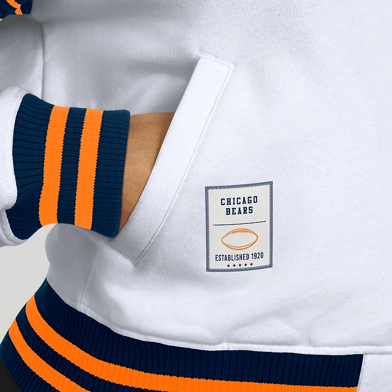 Women's WEAR by Erin Andrews White Chicago Bears Full-Snap Fleece Sweatshirt Jacket