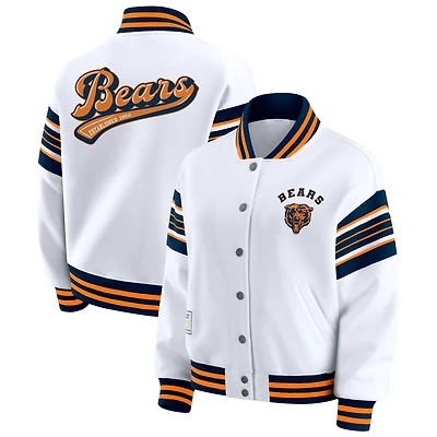 Women's WEAR by Erin Andrews White Chicago Bears Full-Snap Fleece Sweatshirt Jacket