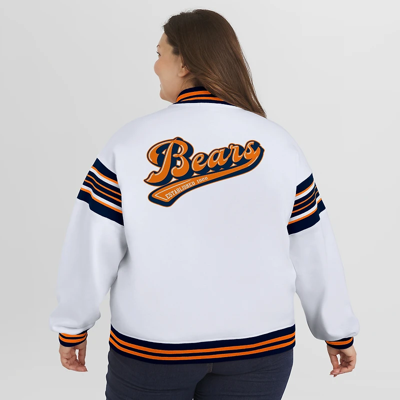 Veste sweat-shirt en polaire à boutons-pression grande taille pour femme WEAR by Erin Andrews, motif Chicago Bears blanc
