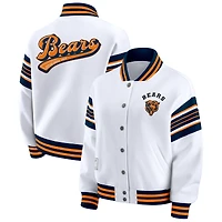 Veste sweat-shirt en polaire à boutons-pression grande taille pour femme WEAR by Erin Andrews, motif Chicago Bears blanc