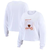 Women's WEAR by Erin Andrews White Chicago Bears Postcard Cropped Long Sleeve Top