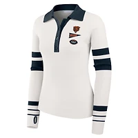 Women's WEAR by Erin Andrews White Chicago Bears Ribbed Henley Polo Sweater