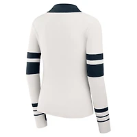 Pull polo côtelé Henley blanc des Chicago Bears pour femme par Erin Andrews
