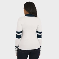 Pull polo côtelé Henley blanc des Chicago Bears pour femme par Erin Andrews