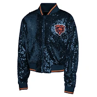 Veste à paillettes Glam Squad bleu marine pour jeune fille Outerstuff des Chicago Bears