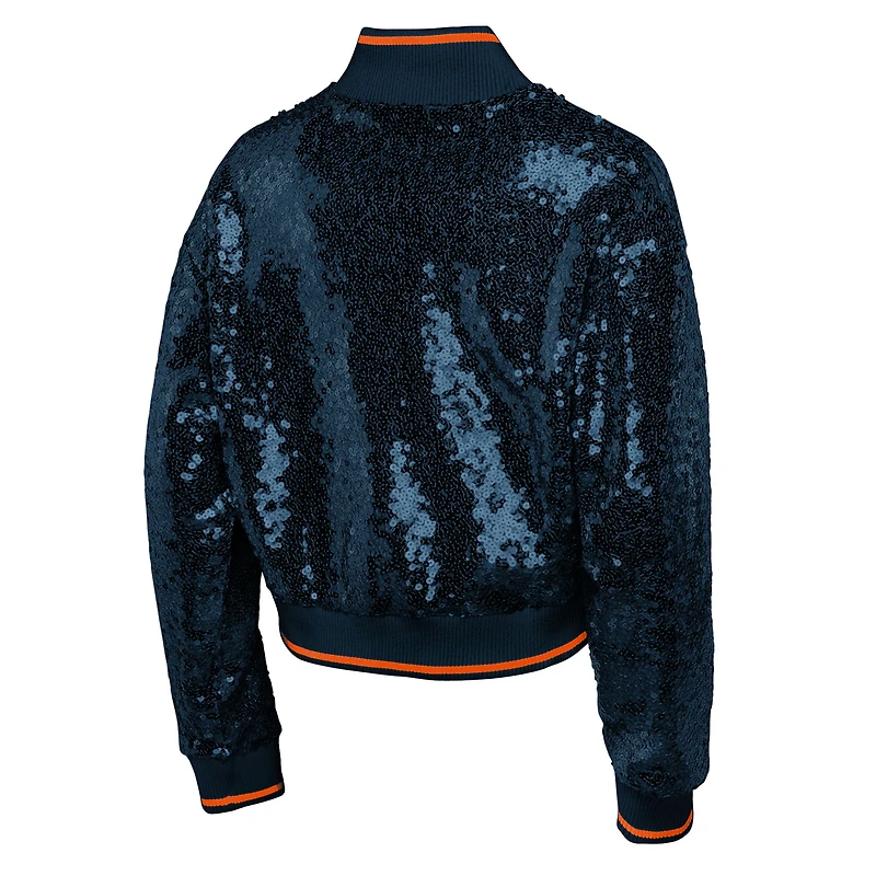 Veste à paillettes Glam Squad bleu marine pour jeune fille Outerstuff des Chicago Bears