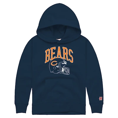 Youth Homage Navy Chicago Bears Helmet Retro Tri-Blend Hoodie