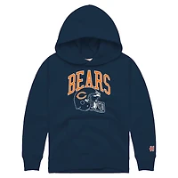 Youth Homage Navy Chicago Bears Helmet Retro Tri-Blend Hoodie
