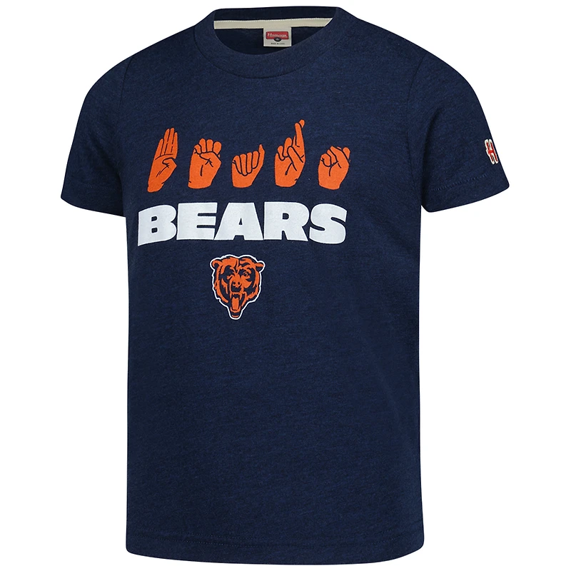 Youth Homage Navy Chicago Bears Love Sign x ASL 2.0 Tri-Blend T-Shirt