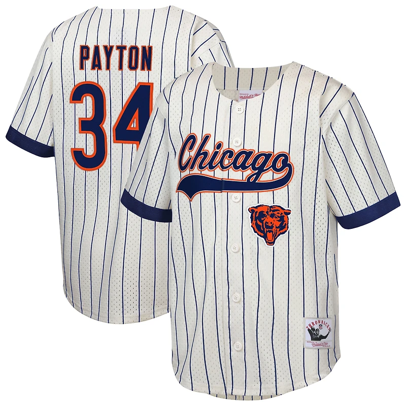 Maillot de baseball Mitchell & Ness Walter Payton Cream des Chicago Bears, joueur retraité, nom et numéro