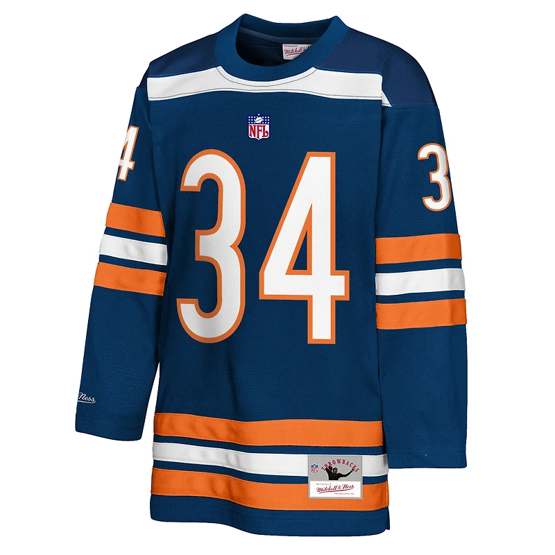 Maillot de hockey Mitchell & Ness Walter Payton bleu marine pour jeunes des Chicago Bears