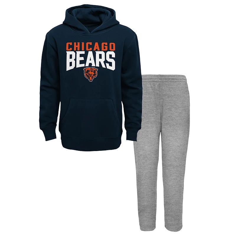 Ensemble sweat à capuche et pantalon évasés Chicago Bears bleu marine/gris chiné pour jeune