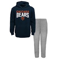 Ensemble sweat à capuche et pantalon évasés Chicago Bears bleu marine/gris chiné pour jeune