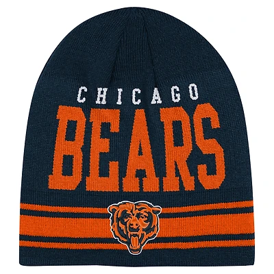 Bonnet en tricot rétro bleu marine pour jeunes Chicago Bears