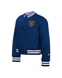 Youth New Era Navy Chicago Bears Chenille Applique Fleece Full-Snap Jacket