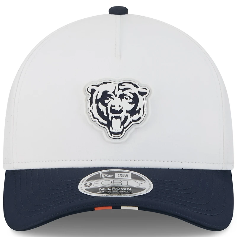 Youth New Era  White/Navy Chicago Bears 2025 NFL Training Camp A-Frame 9FORTY Adjustable Hat
