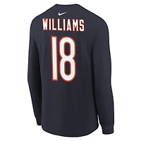 T-shirt à manches longues Nike Caleb Williams bleu marine avec nom et numéro du joueur des Chicago Bears