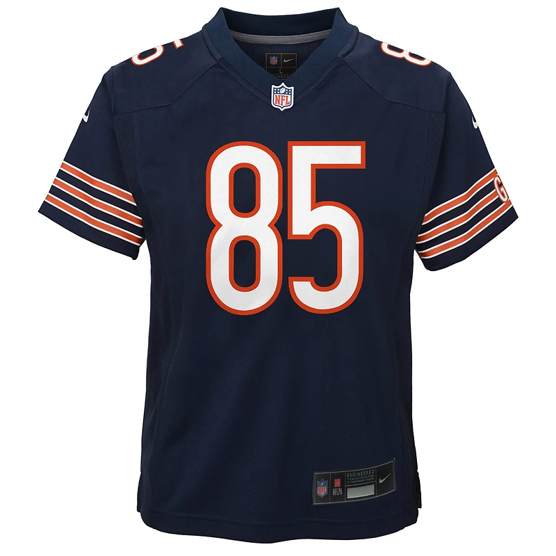 Maillot de match Nike Cole Kmet bleu marine pour enfant, Chicago Bears, l'équipe.