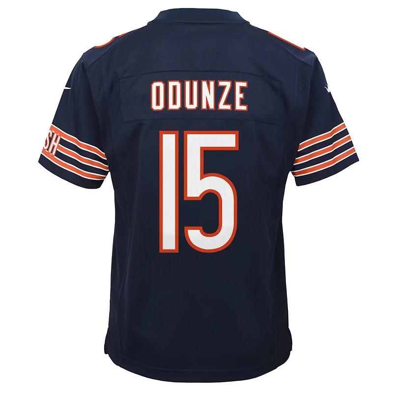 Maillot de match Nike Rome Odunze bleu marine des Chicago Bears pour jeunes