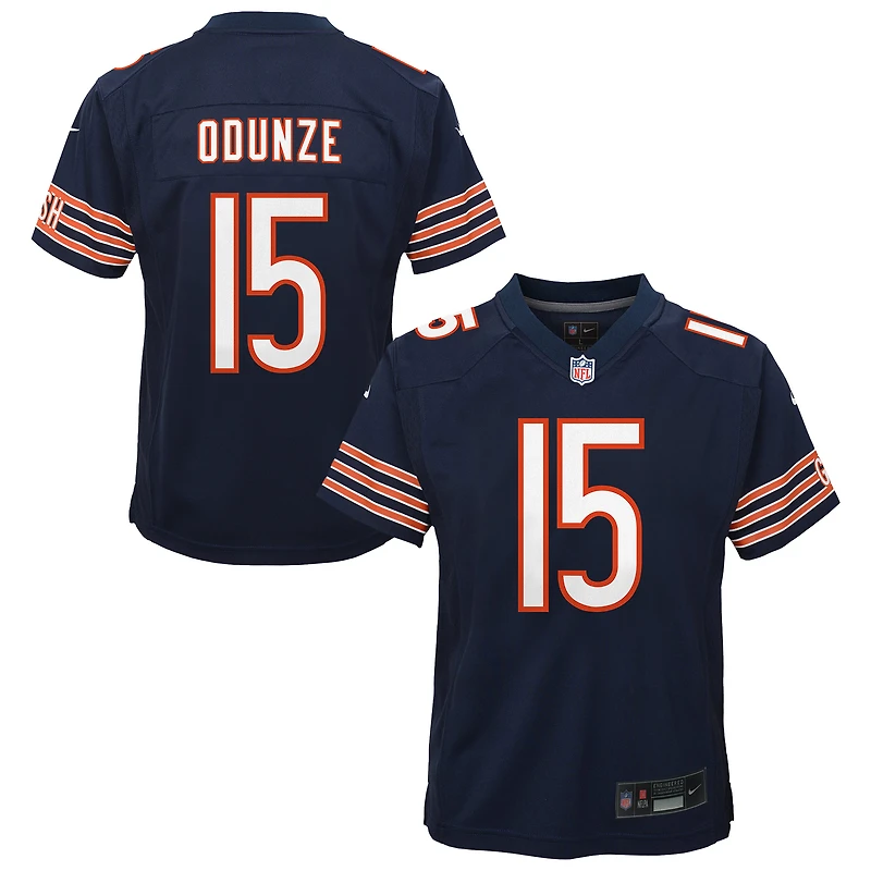 Maillot de match Nike Rome Odunze bleu marine des Chicago Bears pour jeunes
