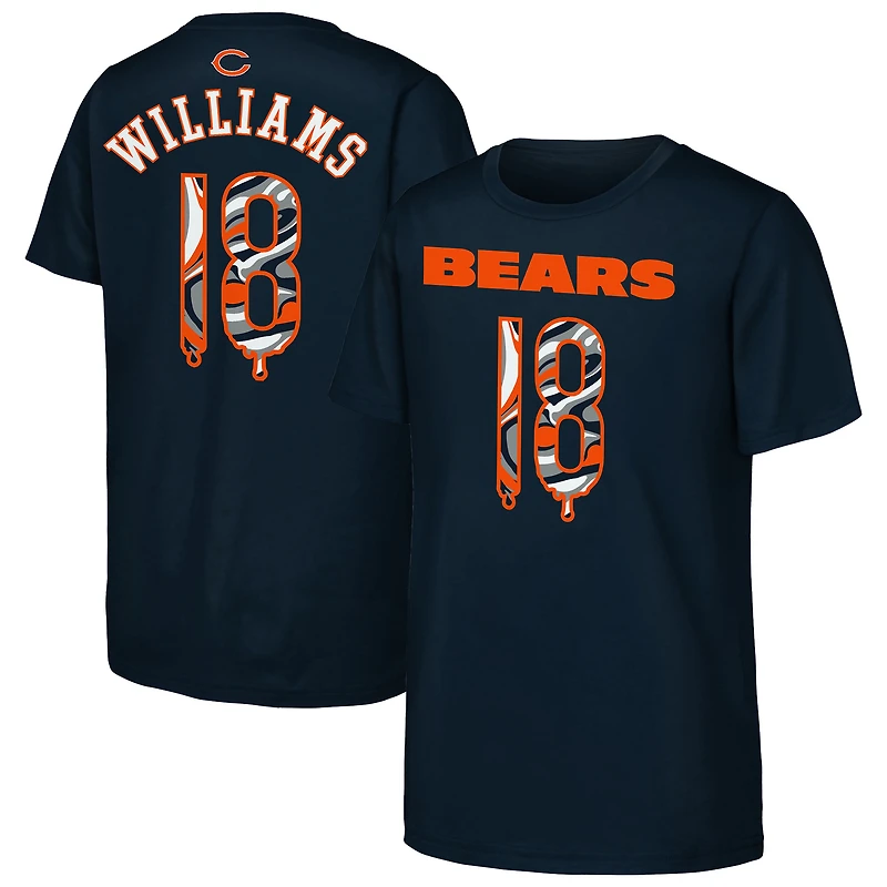 Youth Outerstuff Caleb Williams Navy Chicago Bears Mainliner Drip Player Name & Number T-Shirt