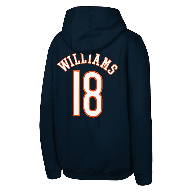 Sweat à capuche bleu marine avec nom et numéro de joueur des Chicago Bears Caleb Williams pour jeunes Outerstuff