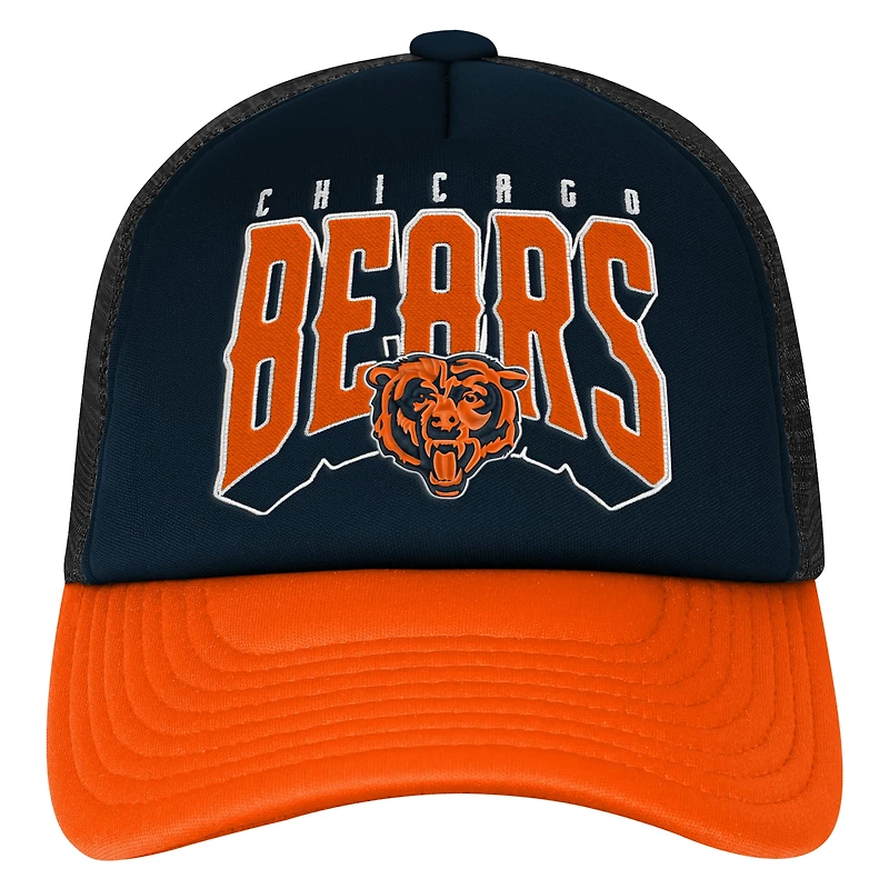 Casquette trucker ajustable en mousse Chicago Bears bleu marine/orange pour jeunes