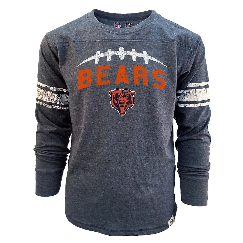 T-shirt de football à manches longues bleu marine pour jeunes, Wes & Willy, des Chicago Bears