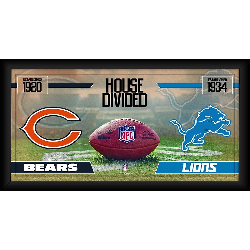 Collage de football encadré 10" x 20" des Bears de Chicago contre les Lions de Détroit