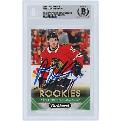 Carte de recrue authentifiée autographiée par Alex DeBrincat des Chicago Blackhawks 2017-18 Upper Deck Parkhurst #288 Beckett Fanatics Witnessed