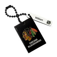 Étiquette de sac rectangulaire en cuir noire Chicago Blackhawks personnalisée