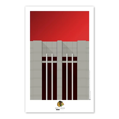 Affiche minimaliste du stade des Blackhawks de Chicago 11" x 17"