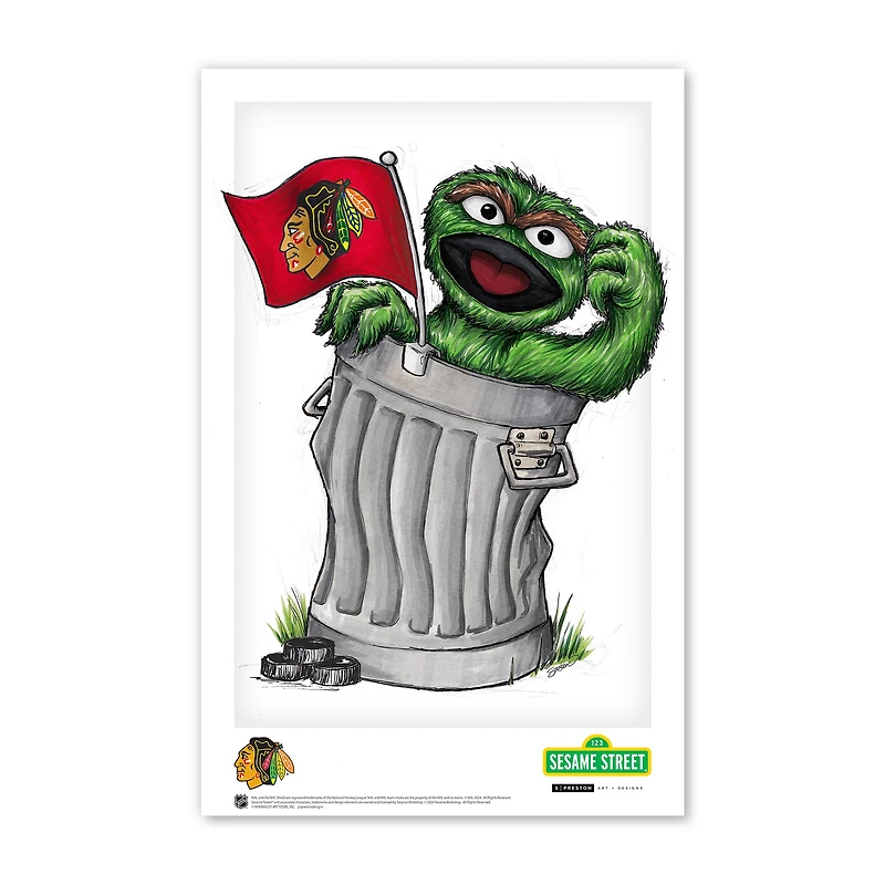 Affiche Sesame Street des Blackhawks de Chicago (11 x 43 cm)