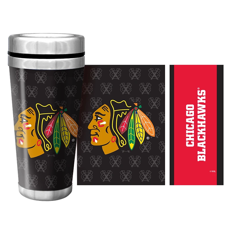 Blackhawks de Chicago 16oz. Tasse de voyage avec papier peint complet