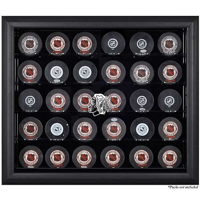 Chicago Blackhawks 30-Puck Black Display Case