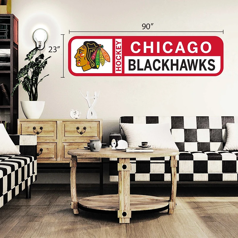 Décalcomanie murale repositionnable avec logo de l'équipe 90'' x 23'' des Blackhawks de Chicago