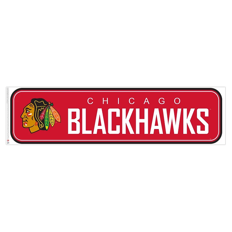 Chicago Blackhawks - 90'' x 23'' Décalcomanie murale longue conception de repositionnement d'équipe
