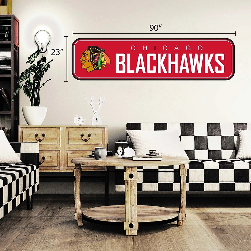 Chicago Blackhawks - 90'' x 23'' Décalcomanie murale longue conception de repositionnement d'équipe