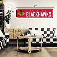 Chicago Blackhawks - 90'' x 23'' Décalcomanie murale longue conception de repositionnement d'équipe
